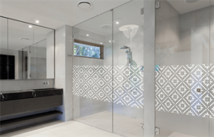 Patterned Privacy Window Film In The Bathroom